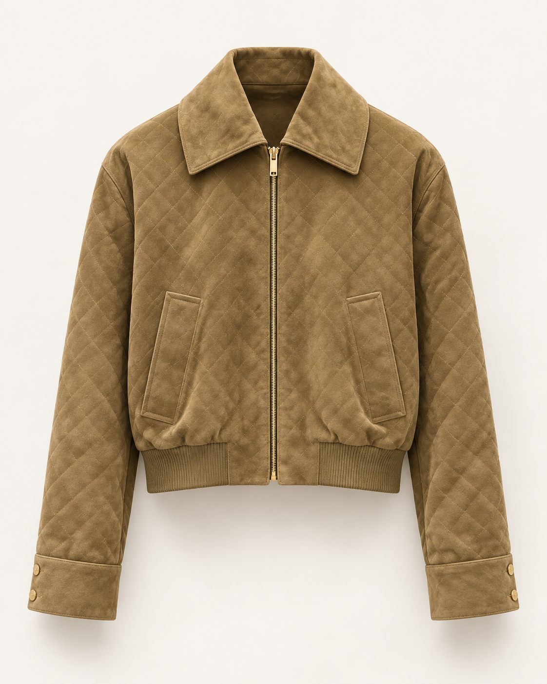 Front view of the logo-free Nora Valli quilted jacket — generated design preview